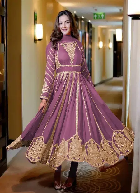 NSR 817 Faux Georgette With Full Heavy Embroidery Sequence Work Gown With Bottom Dupatta Wholesale Online